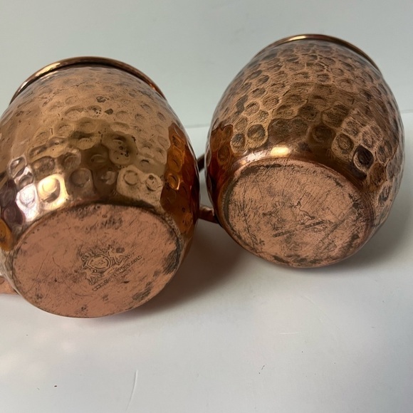 Set of Two Hammered Copper Moscow Mule Handled Mugs - Picture 2 of 8